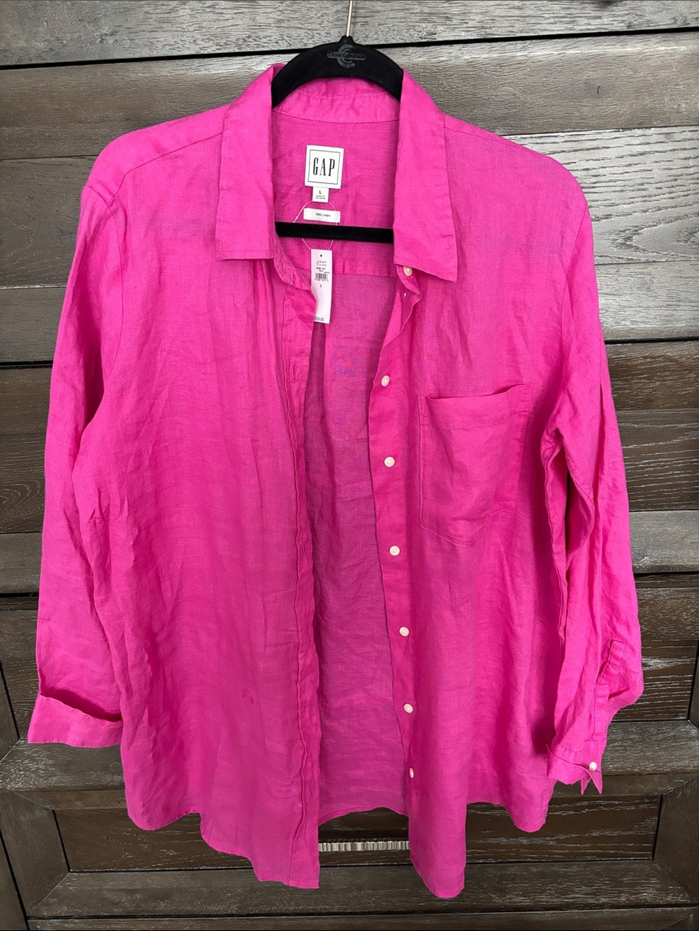 GAP Bright Pink Linen Button-Up Shirt